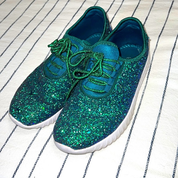 Shoes - Glitter green iridescent Sneakers / 7.5